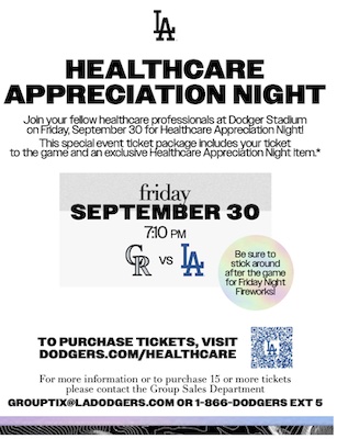 Dodgers Healthcare Appreciation Night 2022 flyer