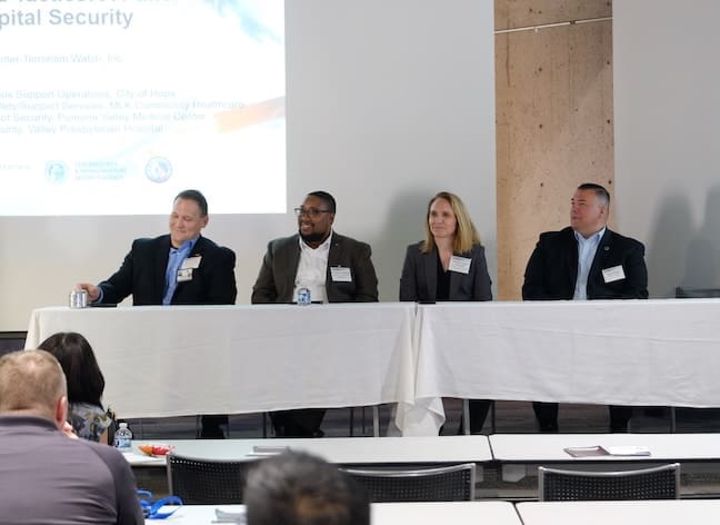 Kevin Miller, Valley Presbyterian; Trenton Jackson, MLK Community Healthcare; Michelle Walsh-Fernandez, Pomona Valley Hospital Medical Center; and Mark Reed, City of Hope
