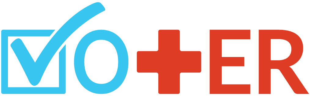 Logo of Vot-ER, a nonpartisan nonprofit equipping healthcare professionals with free tools to help patients access voting information